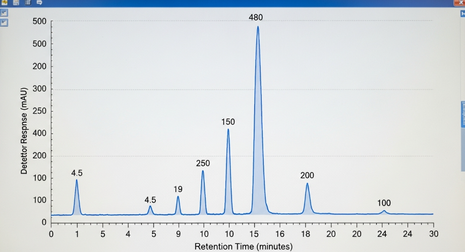 High-Performance Liquid Chromatography (HPLC) peak for Testosterone Cypionate purity.